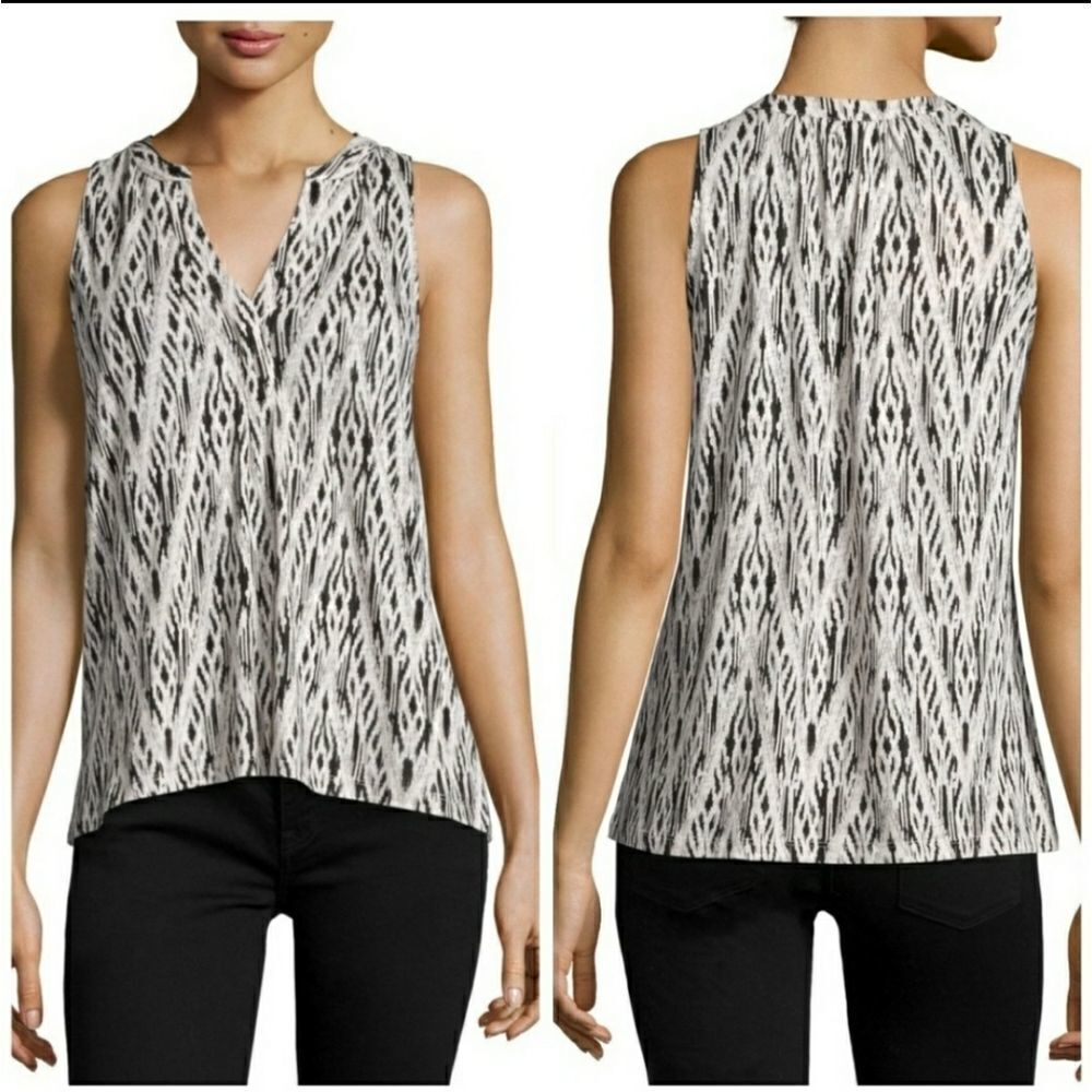 SOFT JOIE shirt Lysette printed ikat sleeveless‎ top S